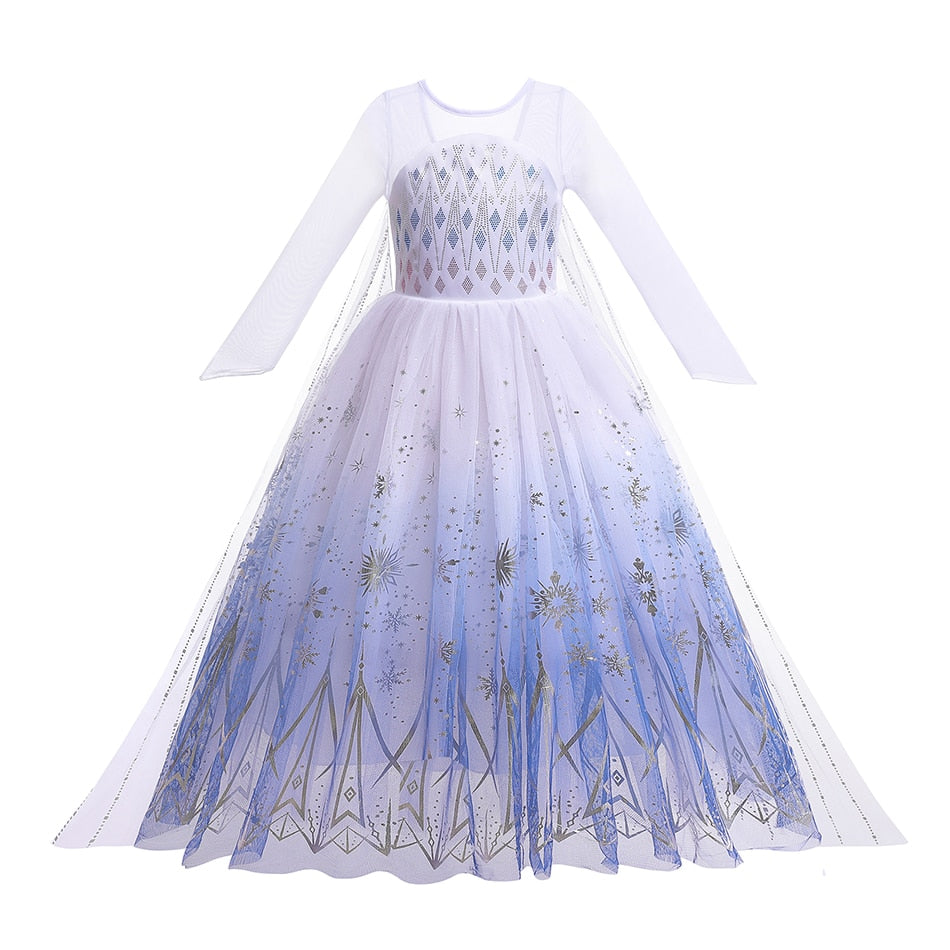 Frozen Girls Dress Elsa 2 Princess Cosplay Costume Kid Children Gowns Vestidos Snow Queen