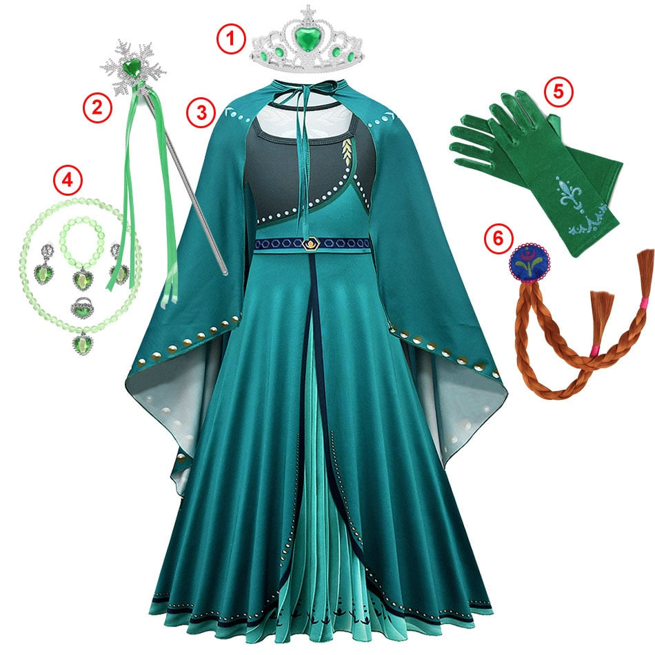 Frozen Girls Dress Elsa 2 Princess Cosplay Costume Kid Children Gowns Vestidos Snow Queen
