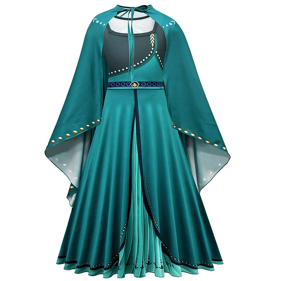 Frozen Girls Dress Elsa 2 Princess Cosplay Costume Kid Children Gowns Vestidos Snow Queen