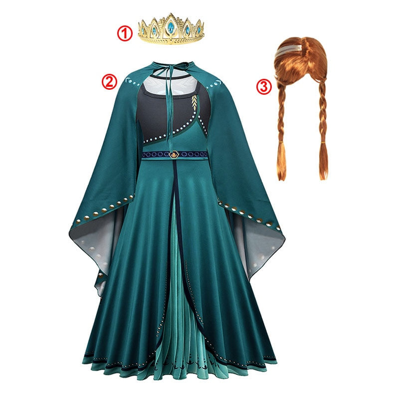 Frozen Girls Dress Elsa 2 Princess Cosplay Costume Kid Children Gowns Vestidos Snow Queen