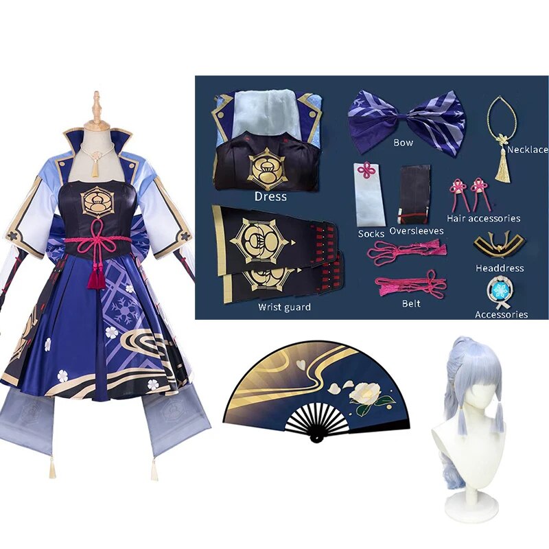 Game Genshin Impact Kamisato Ayaka Cosplay Costume Ayaka Outfit Fan Dress Wig Shoes Cosplay Anime for Role Play