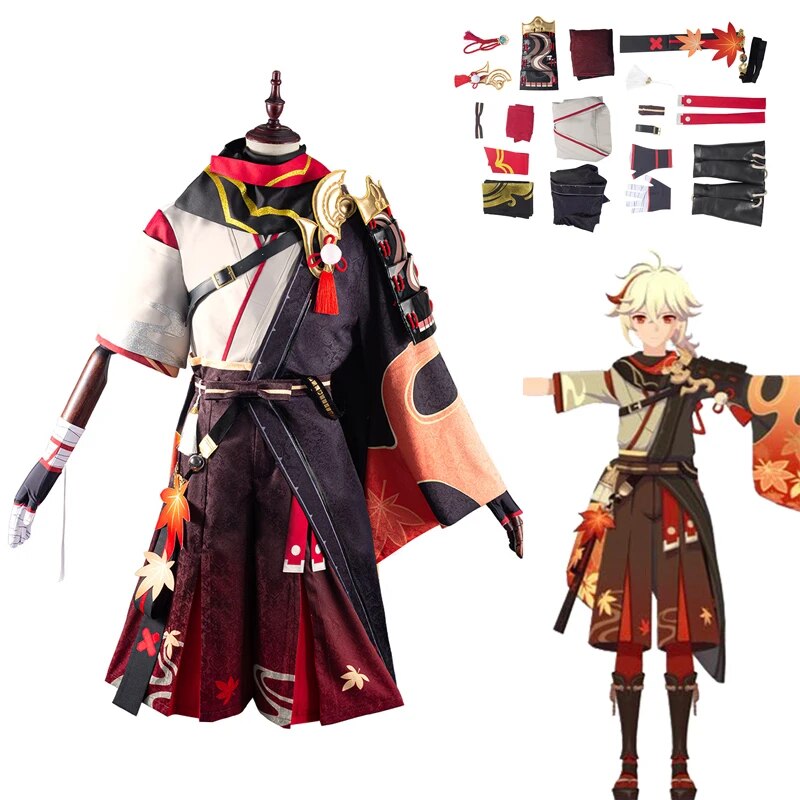 Game Genshin Impact Kazuha Cosplay Costume Women Men Coat Pants Cape Adult Full Set Clothing Outfits Halloween Carnival Suit