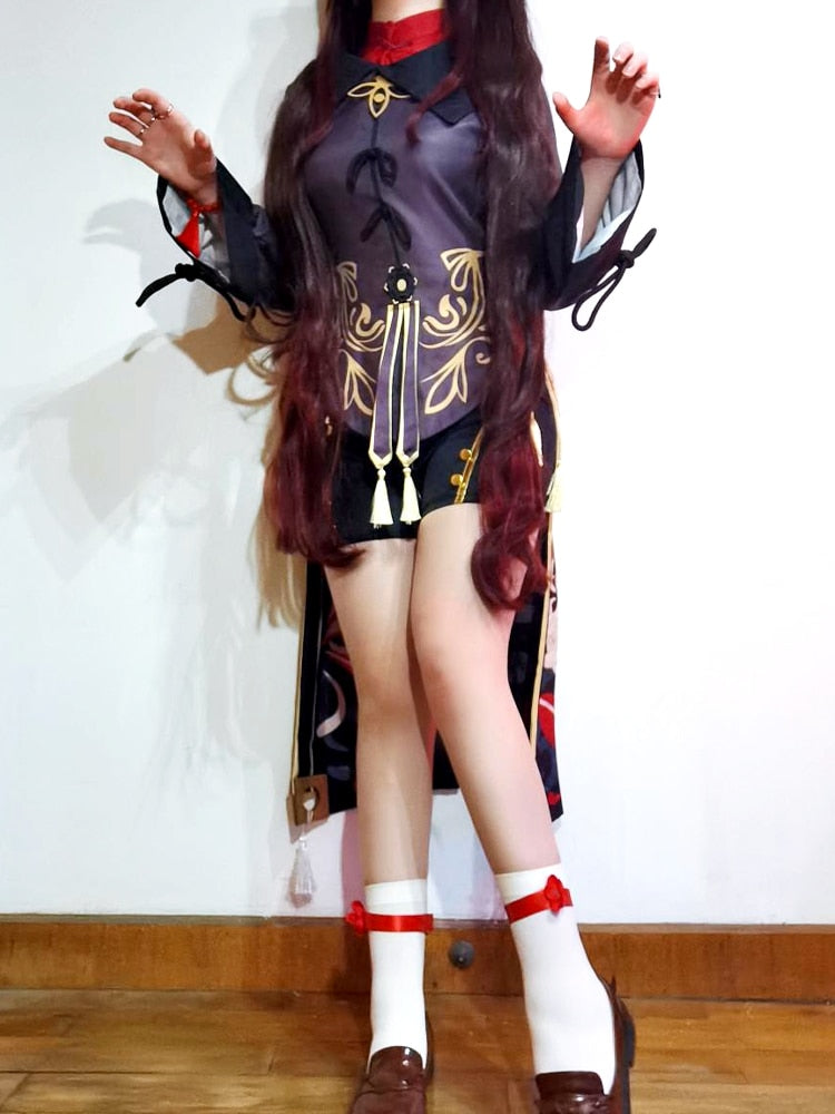 Genshin Impact Hutao Cosplay Costume Shoes Uniform Wig Chinese Style Halloween Costumes for Women Game Hu Tao