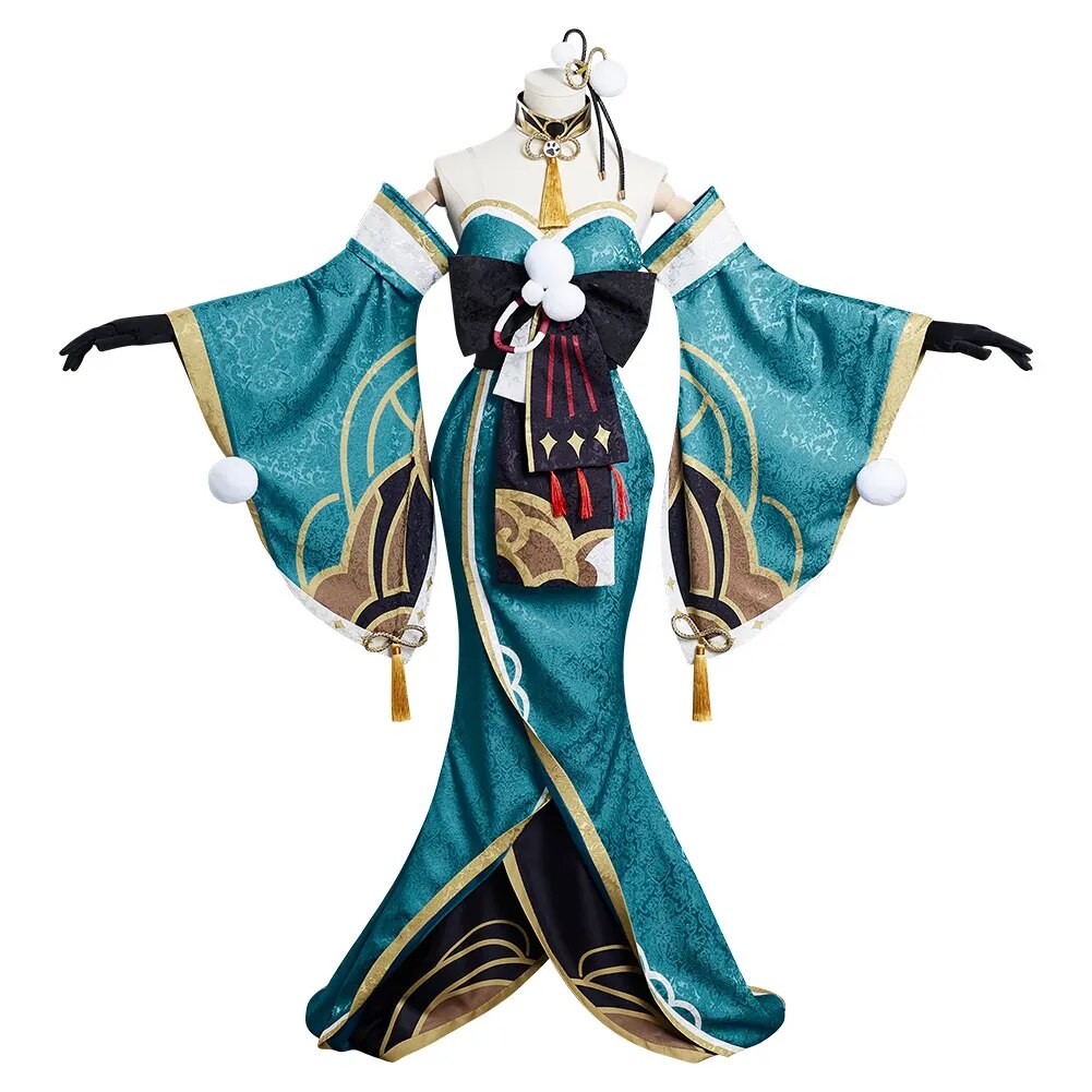 Genshin Impact Ms Hina/Gorou Cosplay Costume Outfits Women Dress Kimono Girlsl Skirts Full Set Cloth Halloween Carnival Suit