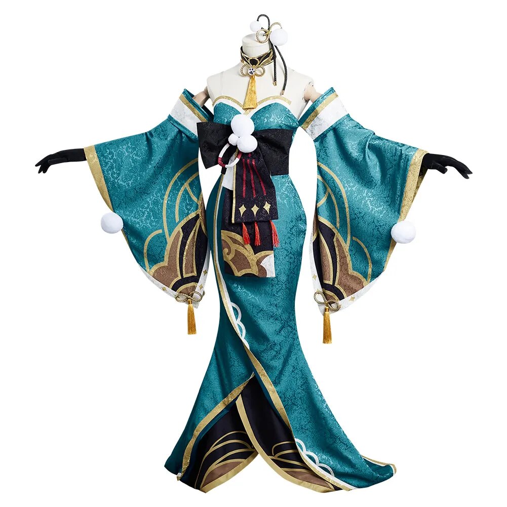 Genshin Impact Ms Hina/Gorou Cosplay Costume Outfits Women Dress Kimono Girlsl Skirts Full Set Cloth Halloween Carnival Suit