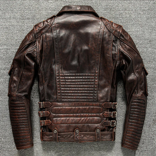 Chaqueta corta de piel auténtica para hombre con forro desmontable, corte entallado, estilo urbano para otoño e invierno.