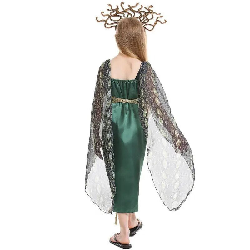 Girl Greek Myth Medusa Cosplay Costume Green The Curse Of The Gorgons Cos Fancy Party Dress Carnival Purim Halloween Clothes