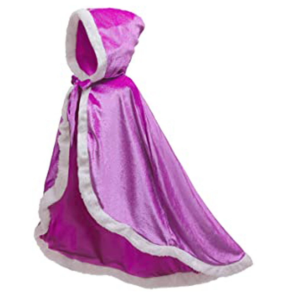 Girls Elsa Cloak Girls Plus Velvet Cloak Cape Girl Princess Blue Clothes Kids Children Cartoon Hooded