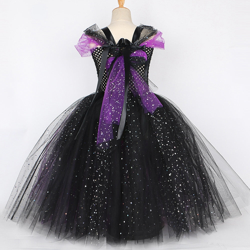 Girls Halloween Cosplay Vampire Costume Children Carnival Vestidos Party Kids Evil Witch Dress Kids Prom Ball Gown