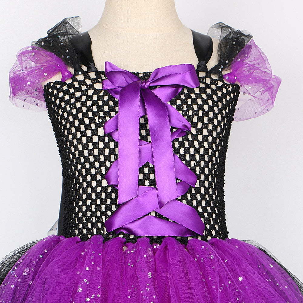 Girls Halloween Cosplay Vampire Costume Children Carnival Vestidos Party Kids Evil Witch Dress Kids Prom Ball Gown