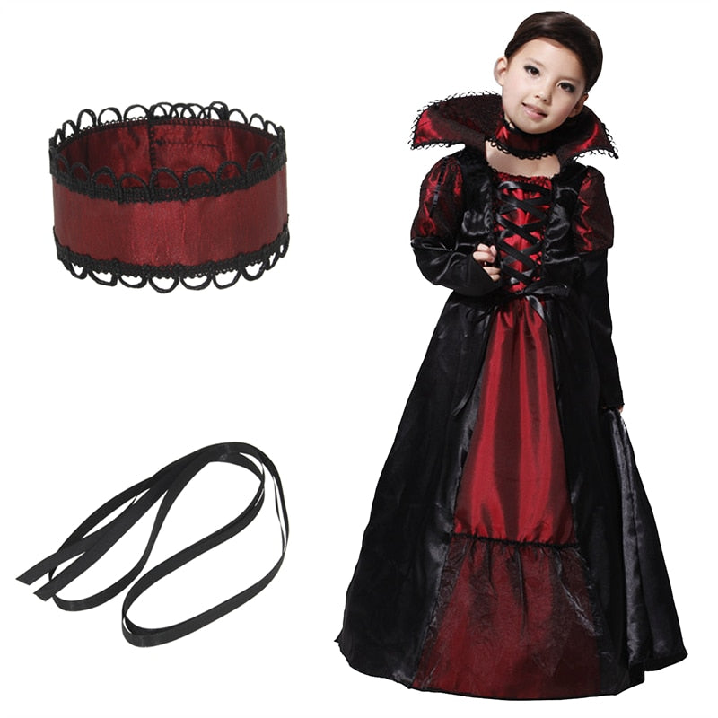 Girls Halloween Costume Vampire Dress Up Child Vampiress Role Play Cosplay Outfits