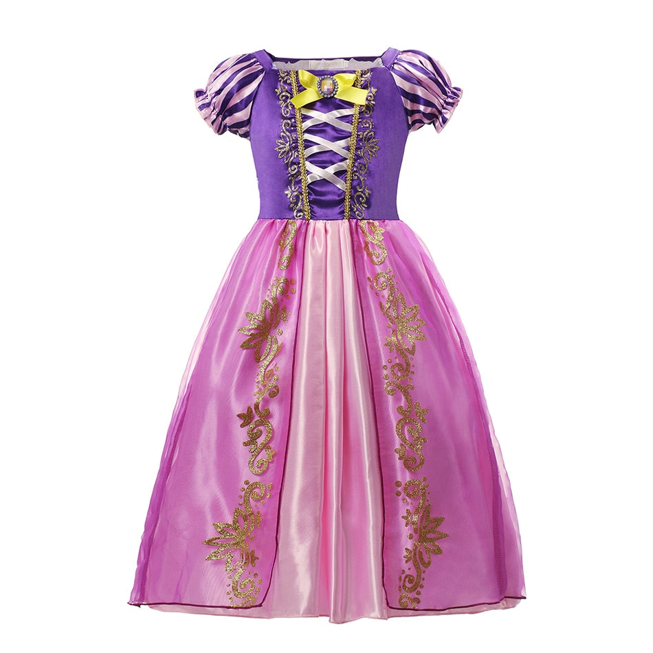 Girls Rapunzel Princess Cosplay Dresses Party Gift Belle Cinderella Aurora Snow White Sofia Mesh Ball Gown Birthday Costume