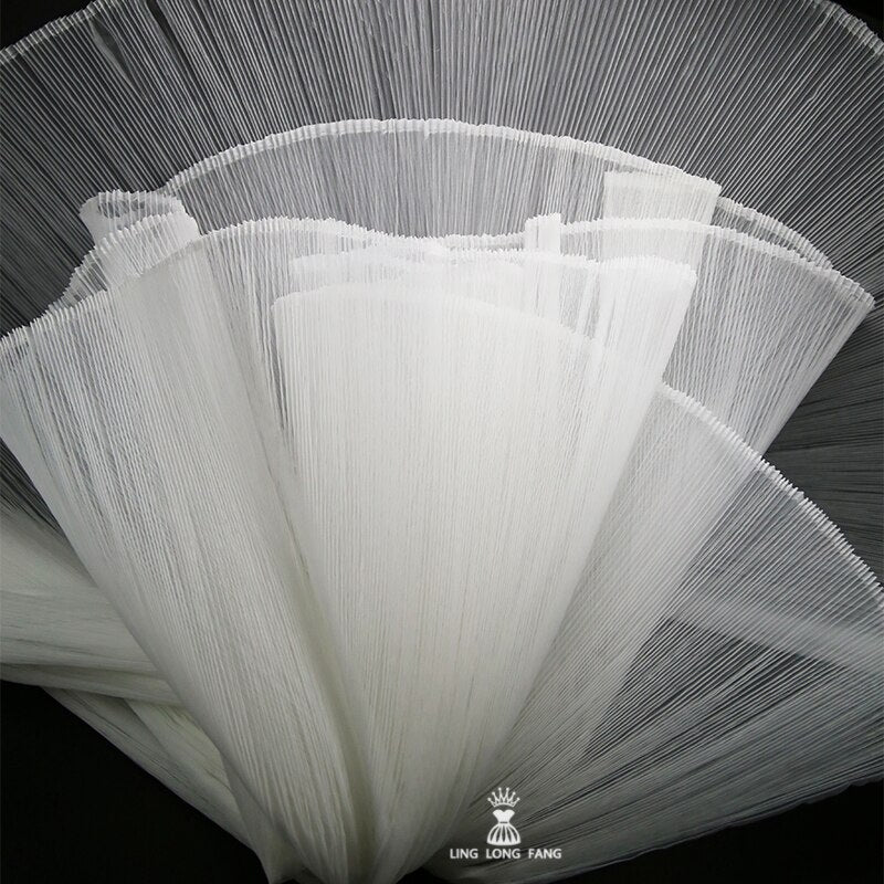 Gradient Color Stiff Mesh Organza Pleated Small Crinkle Fabric for Wedding Decoration Fashion Stage Background Designer Fabric