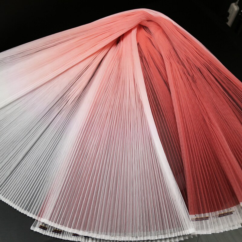 Gradient Colors Accordion Pleated Stiff Mesh Fabric for DIY Shape Handmade Fashion Designer Material Stage Background Fabrics