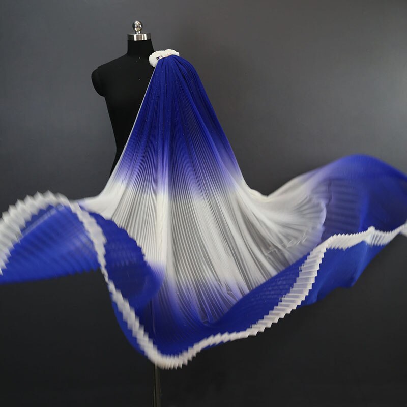 Gradient Pleated Mesh Fabric for Dress Stage Costume Net Hanfu Fabric Shape Fashion Background Decoration DIY Designer Material