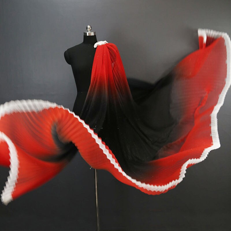 Gradient Pleated Mesh Fabric for Dress Stage Costume Net Hanfu Fabric Shape Fashion Background Decoration DIY Designer Material