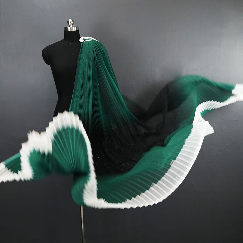 Gradient Pleated Mesh Fabric for Dress Stage Costume Net Hanfu Fabric Shape Fashion Background Decoration DIY Designer Material