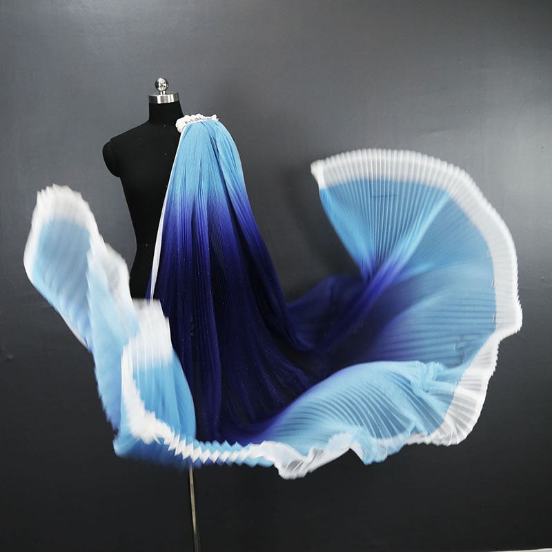 Gradient Pleated Mesh Fabric for Dress Stage Costume Net Hanfu Fabric Shape Fashion Background Decoration DIY Designer Material