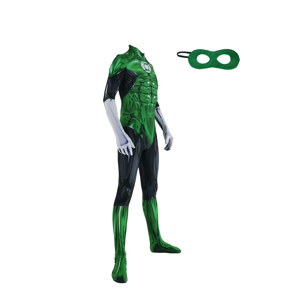 Green Lantern Cosplay Costumes Man Boys Male Muscle Shade Zentai Bodysuit Suit Adults Kids Superhero Halloween Jumpsuit