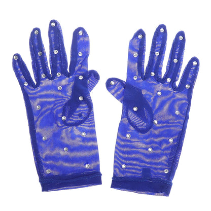 Figure Skating Gloves Competition Mesh Rhinestones Kids Adult Pair Wrist Protection