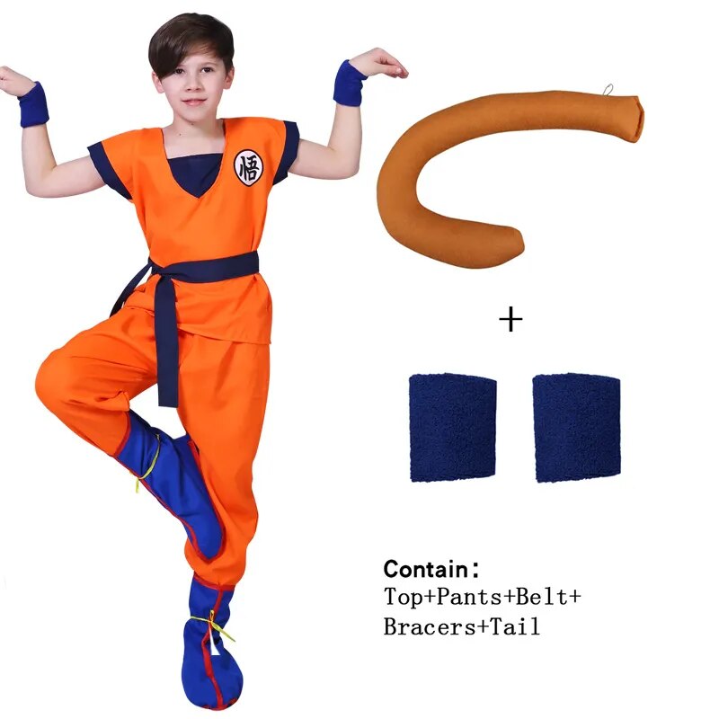 Halloween Goku Costume Kids Son Goku Adult Cosplay Costume Anime Superhero Uniform Wig Carnival Stage Children Clothing