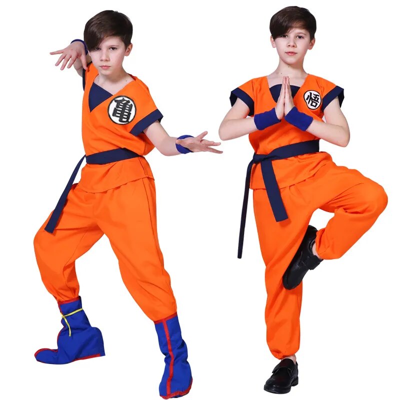 Halloween Goku Costume Kids Son Goku Adult Cosplay Costume Anime Superhero Uniform Wig Carnival Stage Children Clothing