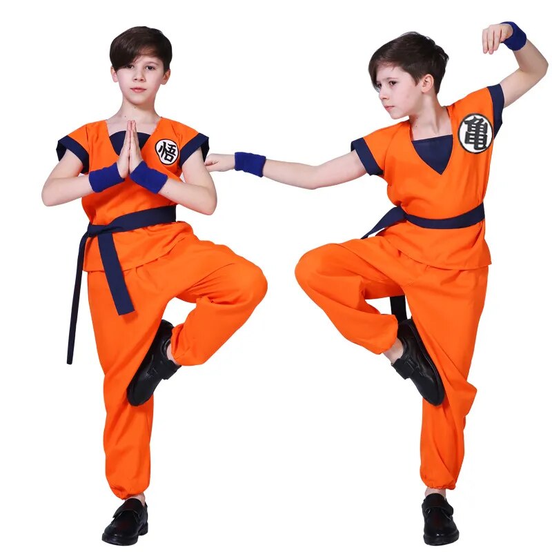 Halloween Goku Costume Kids Son Goku Adult Cosplay Costume Anime Superhero Uniform Wig Carnival Stage Children Clothing