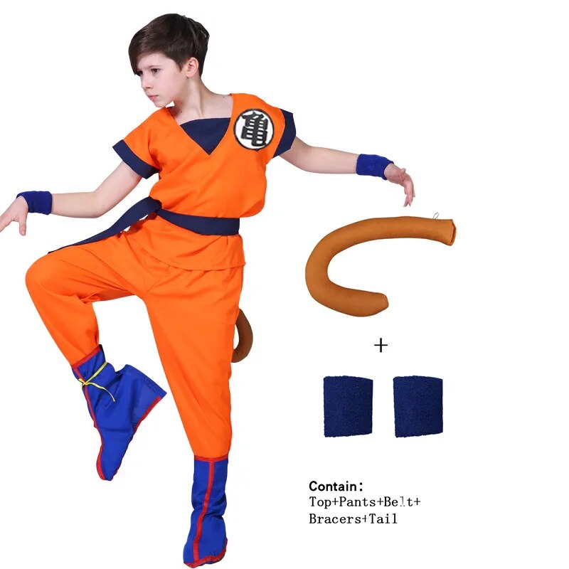 Halloween Goku Costume Kids Son Goku Adult Cosplay Costume Anime Superhero Uniform Wig Carnival Stage Children Clothing