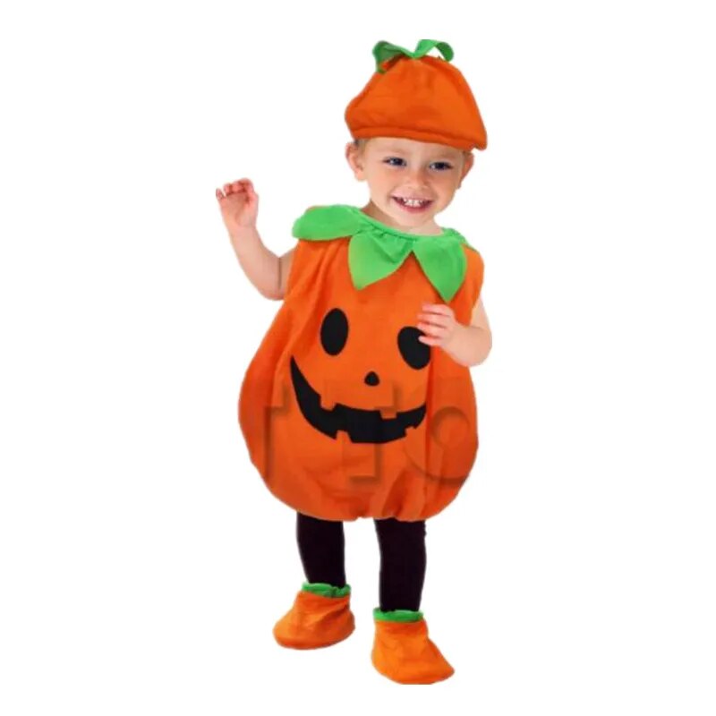Halloween Kids Pumpkin Cosplay Costume Baby Boy and Girls Toddler  Pumpkin Print Sleeveless Romper Jumpsuits Party Clothing