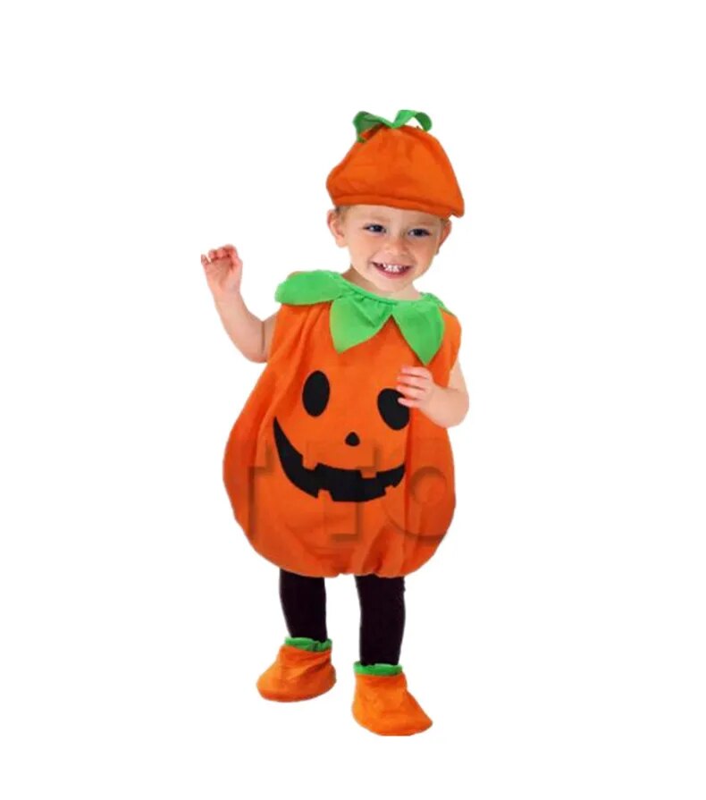 Halloween Kids Pumpkin Cosplay Costume Baby Boy and Girls Toddler  Pumpkin Print Sleeveless Romper Jumpsuits Party Clothing