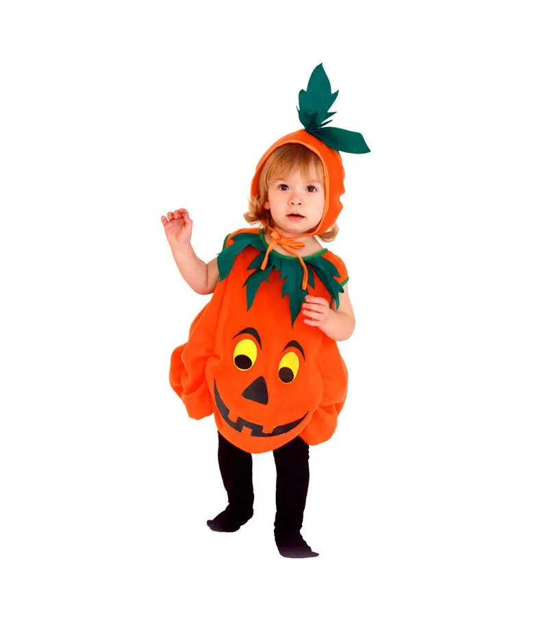 Halloween Kids Pumpkin Cosplay Costume Baby Boy and Girls Toddler  Pumpkin Print Sleeveless Romper Jumpsuits Party Clothing