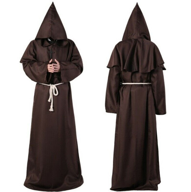 Halloween Medieval Christian Friar Priest Robes Witch Wizard Cloak Cape Party Death Ghost Vampire Devil Cosplay Costumes