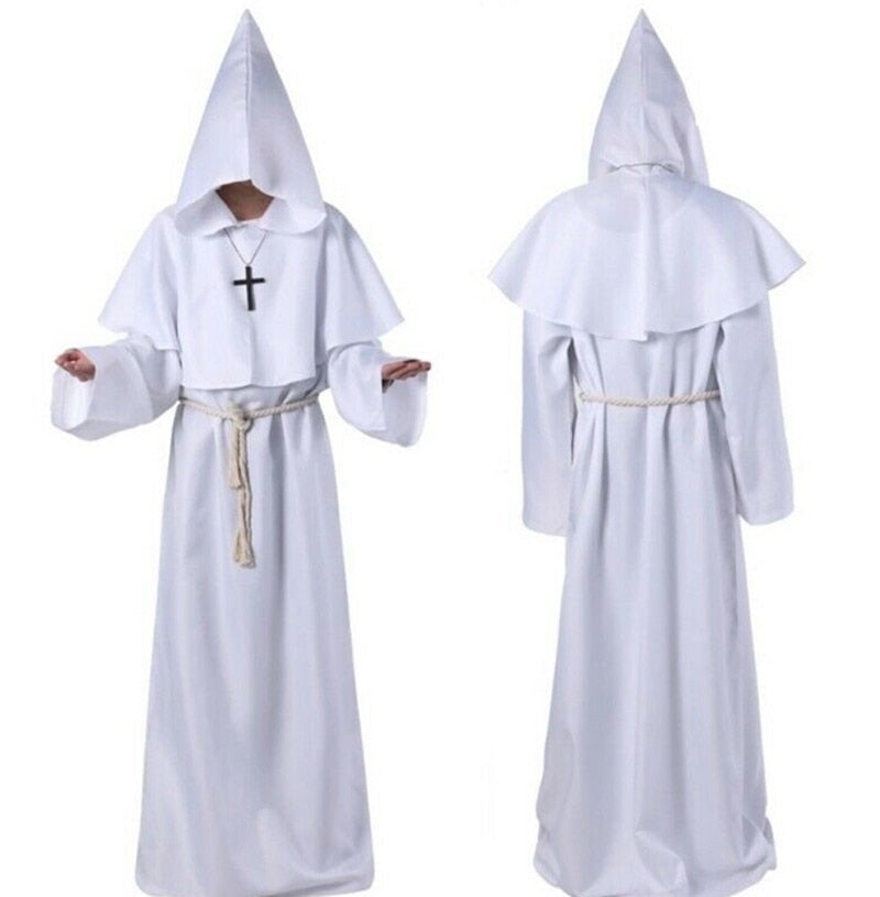 Halloween Medieval Christian Friar Priest Robes Witch Wizard Cloak Cape Party Death Ghost Vampire Devil Cosplay Costumes