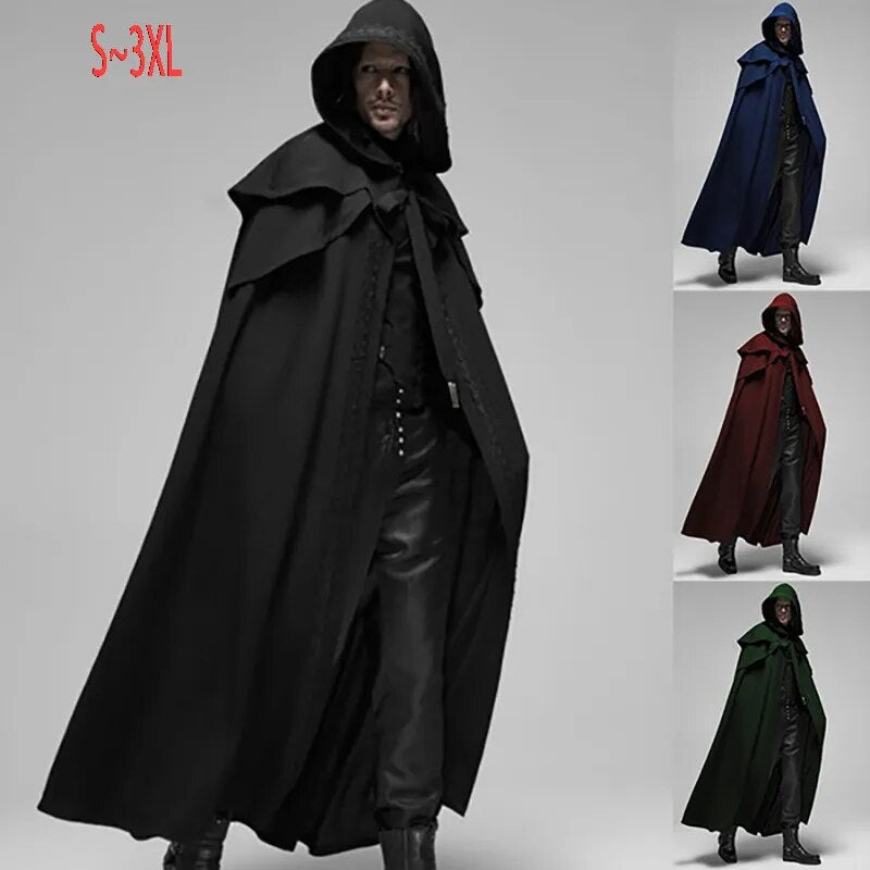 Halloween Party Medieval Costume Cape Gothic Men&#39;s Long Cloak Games Anime Role Playing Cosplay Costume