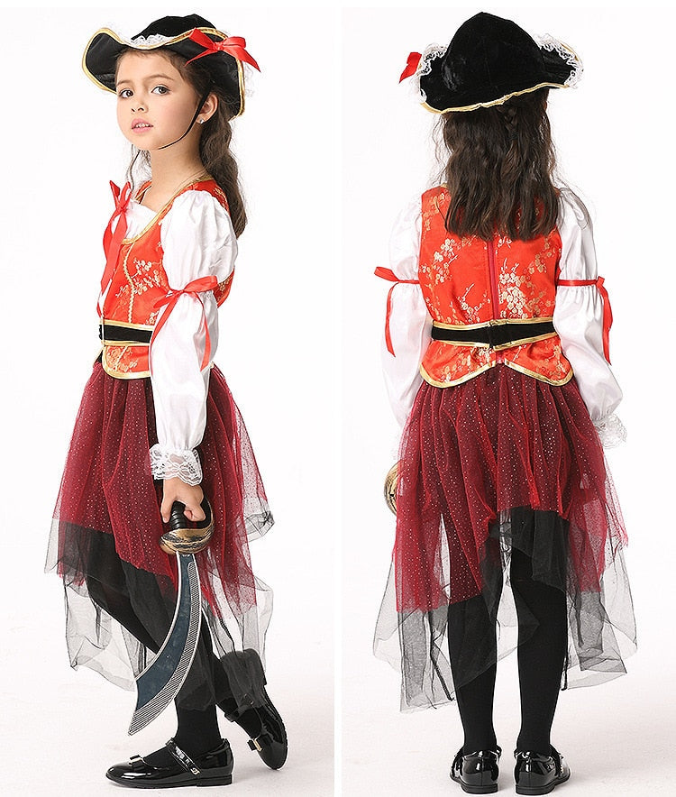 Halloween Role Playing Children&#39;s costumes Dress Suit Pirate Captain Cosplay Dance costumes spot Girls School Performance Stage