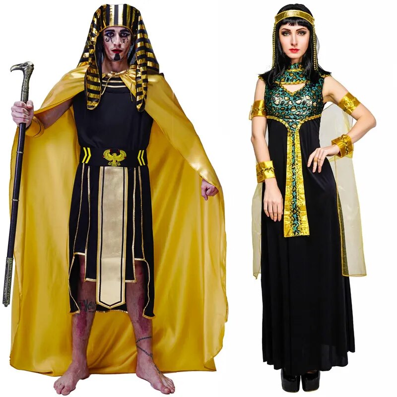 Halloween Women Ancient Egyptian Queen Costume Cosplay Halloween Costume Adult Men Egypt Pharaoh Clothes Performance Party