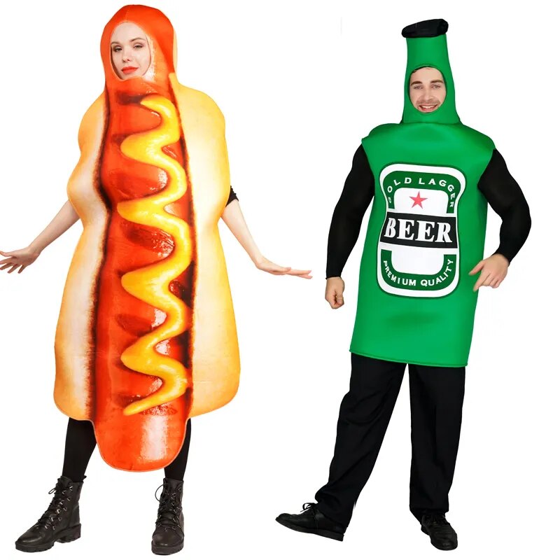 Halloween Women Hot Dog Costume Cosplay Food Funny Costumes For Couples Role Play Men&#39;s Oktoberfest Jumspuit