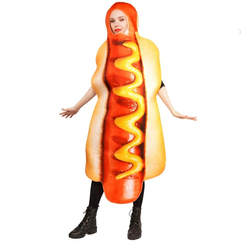 Halloween Women Hot Dog Costume Cosplay Food Funny Costumes For Couples Role Play Men&#39;s Oktoberfest Jumspuit
