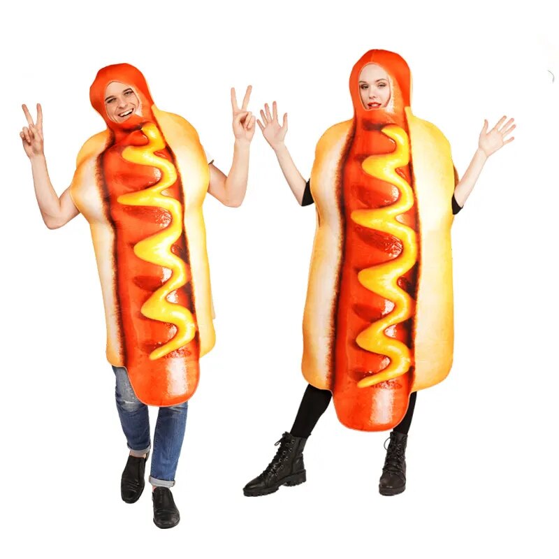 Halloween Women Hot Dog Costume Cosplay Food Funny Costumes For Couples Role Play Men&#39;s Oktoberfest Jumspuit
