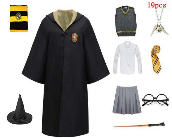 Harried Potter Girls Halloween Costume Slytherinn Granger Magic Robe Green Red Blue Ties School Cloak Dress Cosplay Costumes