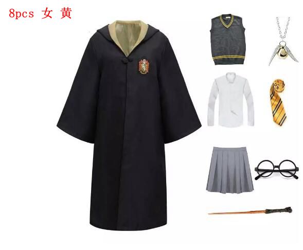 Harried Potter Girls Halloween Costume Slytherinn Granger Magic Robe Green Red Blue Ties School Cloak Dress Cosplay Costumes