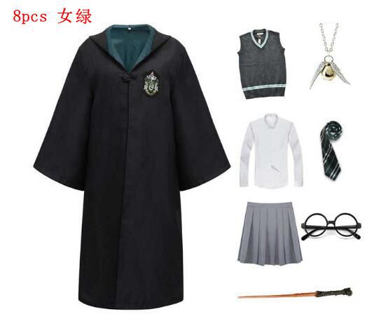 Cosplay Costume Adult Kids Halloween Costume Hermione Slytherin Cape Tie Shirt Scarf Sweater Robe Party Cosplay