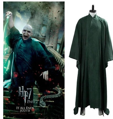 Harryy Potter School of Witchcraft and Wizardry Voldemort Cosplay Robe Cloak Headgear Adult Wizard Costume Party Hogwarts