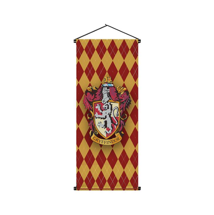 grid hanging flag Gryffindor College indoor scene Potter bar decoration Slytherin Hufflepuff flag with flagpole