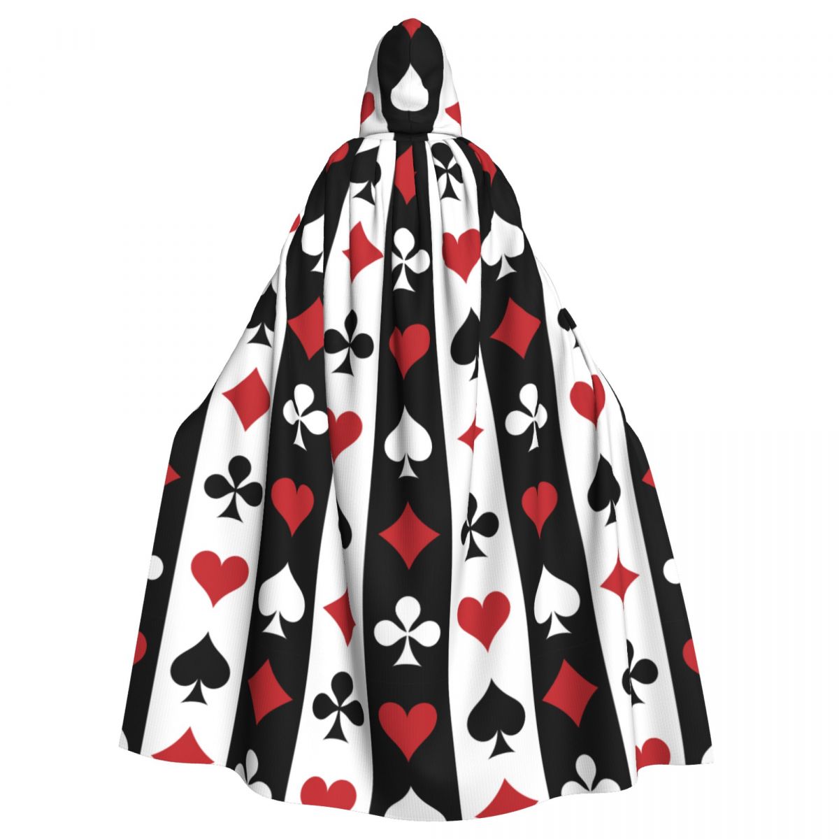 Hooded Cloak Unisex Cloak with Hood Cloak Cosplay Costume Poker Red Black Alice In Wonderland