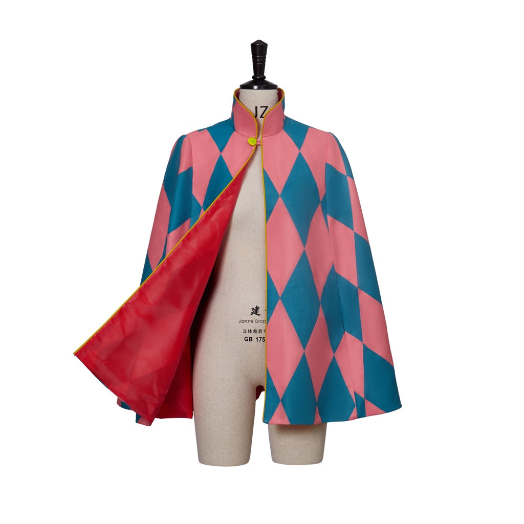 Howl Cosplay Moving Castle Cosplay Costume Howl Cloak Red Diamond Cape Men&#39;s Coat Jacket Howl Cardigan Sweater