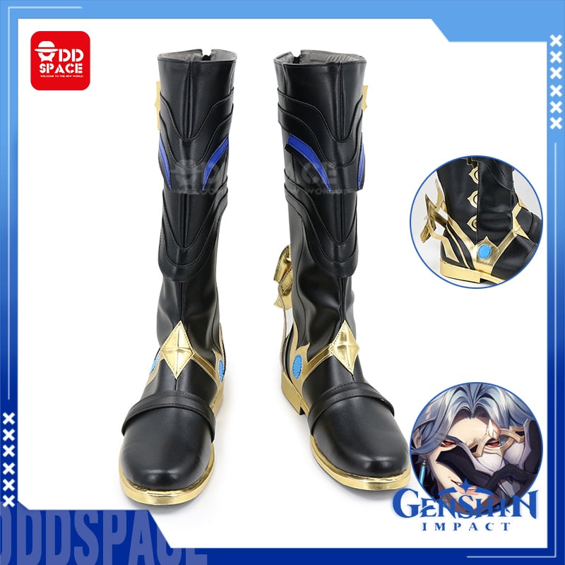IL Dottore Cosplay Genshin Impact Cosplay Costume Game Fatui Harbinger Hakase The Doctor Cosplay Cloak Earring Mask Wig Shoes