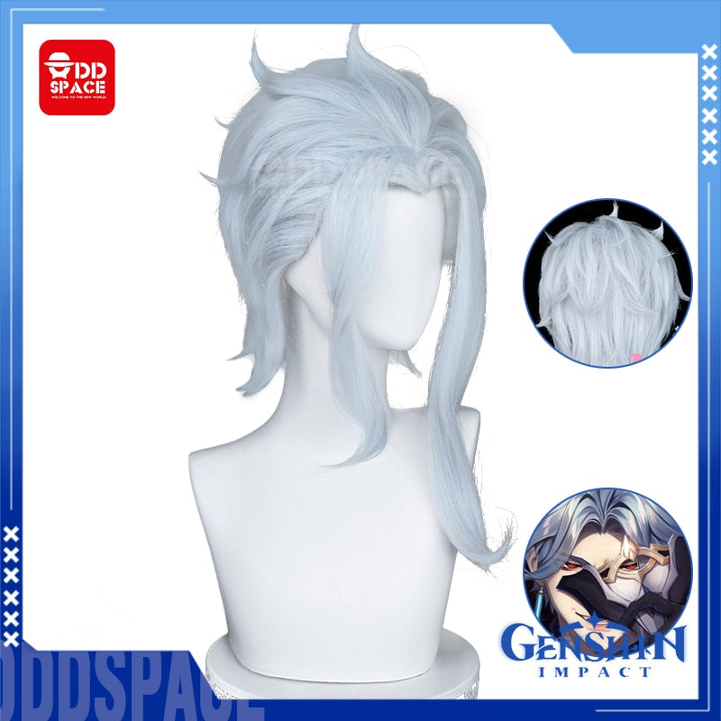 IL Dottore Cosplay Genshin Impact Cosplay Costume Game Fatui Harbinger Hakase The Doctor Cosplay Cloak Earring Mask Wig Shoes