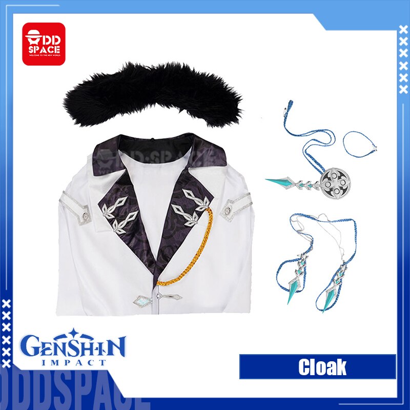 IL Dottore Cosplay Genshin Impact Cosplay Costume Game Fatui Harbinger Hakase The Doctor Cosplay Cloak Earring Mask Wig Shoes