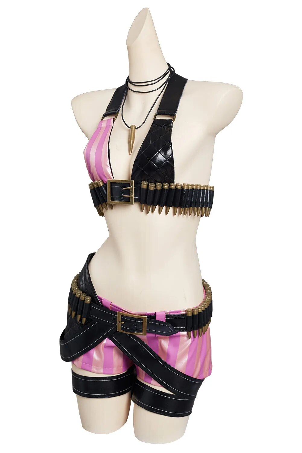 Jinx Cosplay Costume Anime Game  Women Pink Tube Top Stocking Gloves Outfits Halloween Party Role Play Suits For Female